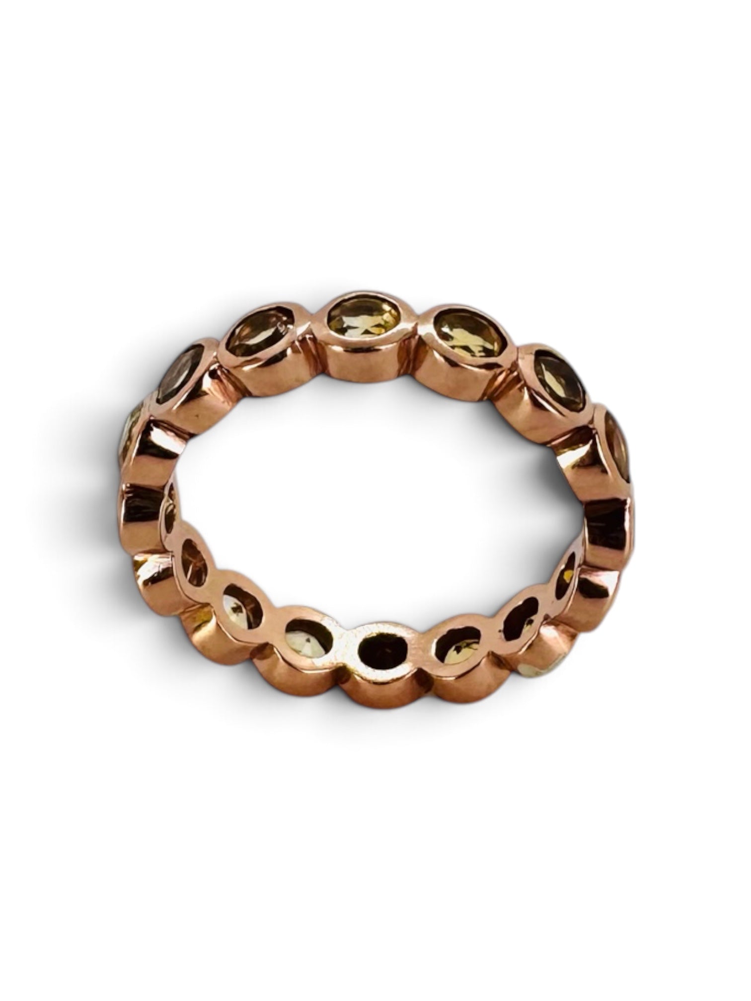 Delicate rose gold silver ring 925 with round citrine