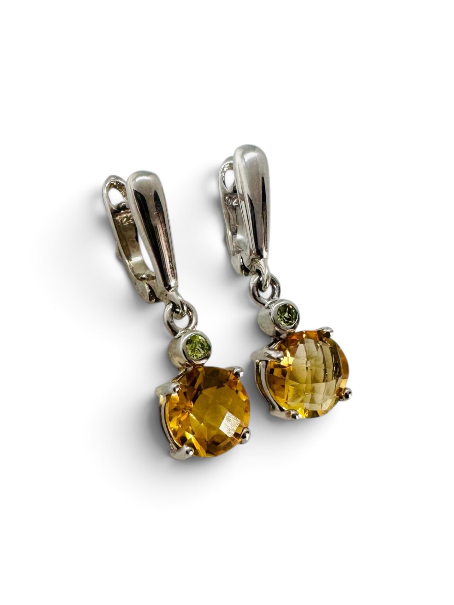 925 silver earrings with citrine and small peridot