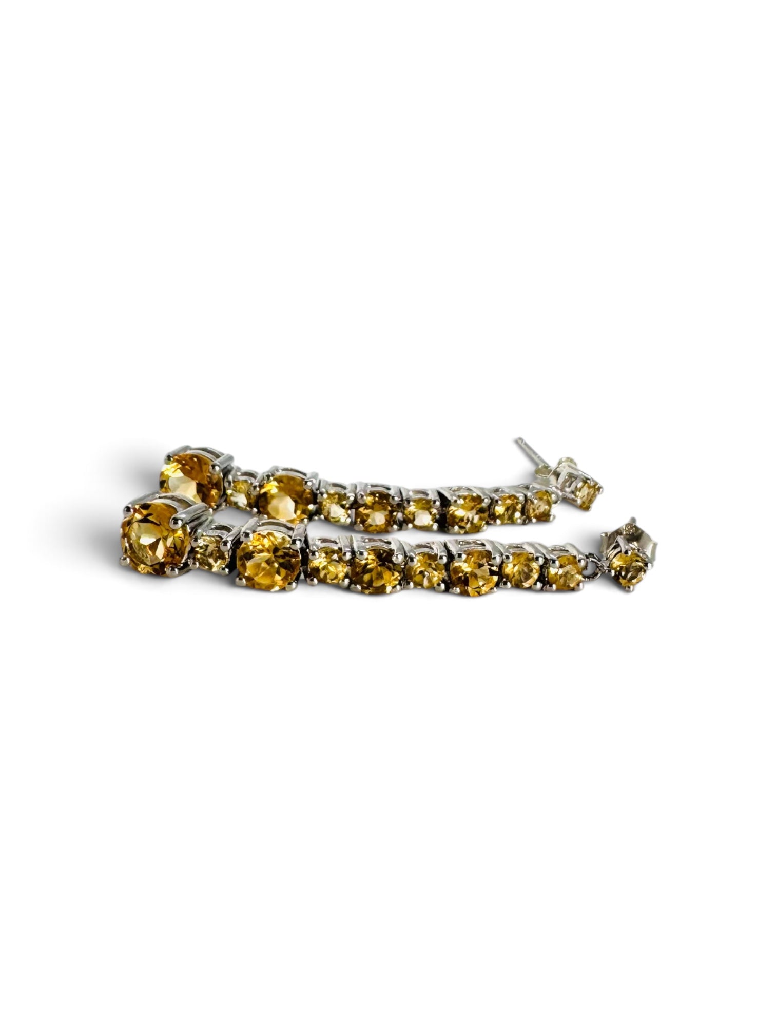 Long 925 silver earrings with citrine