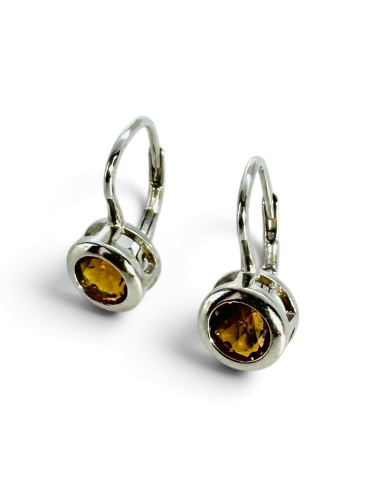 925 silver earrings with round citrine