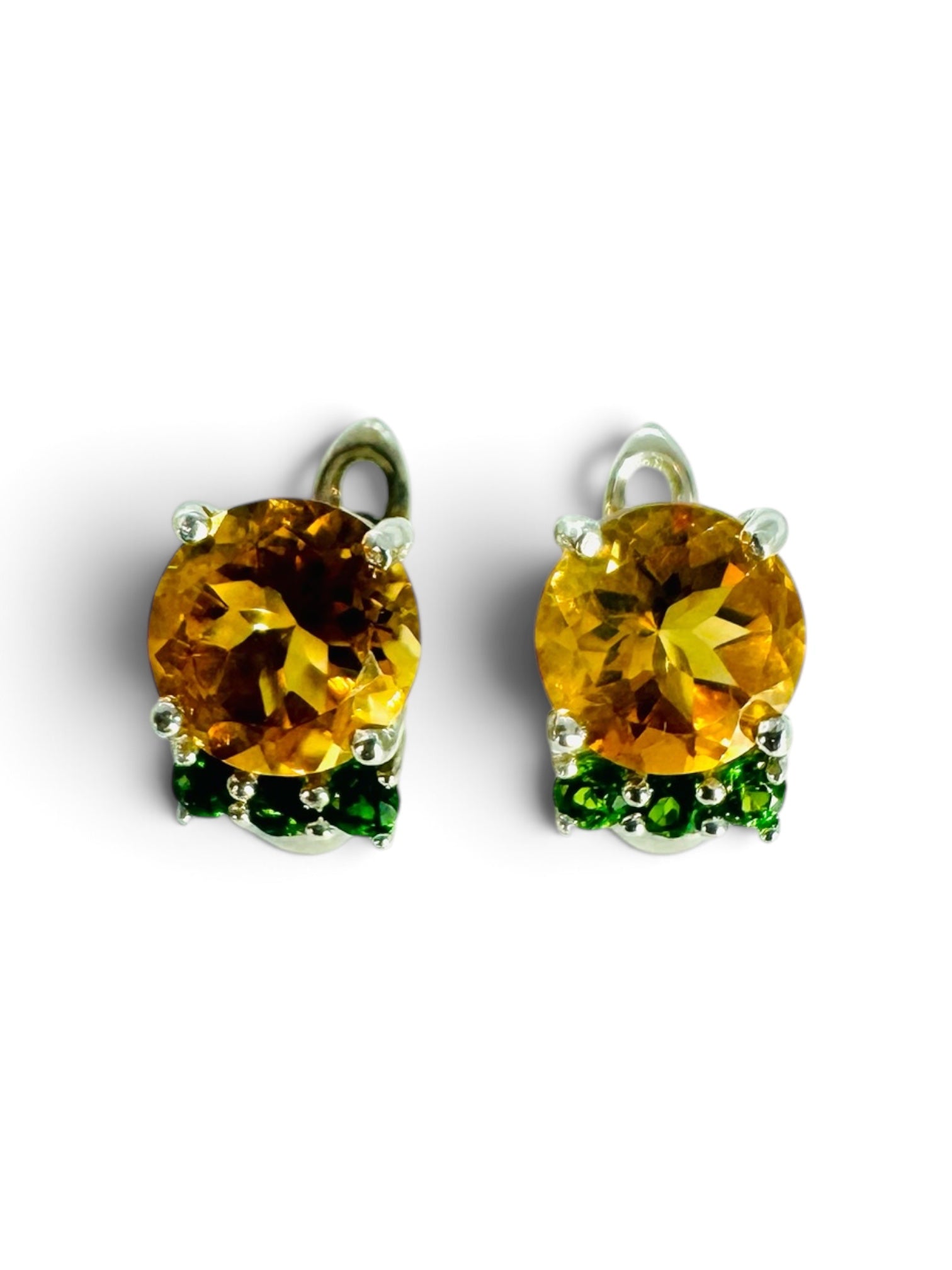 925 silver earrings with citrine and peridot