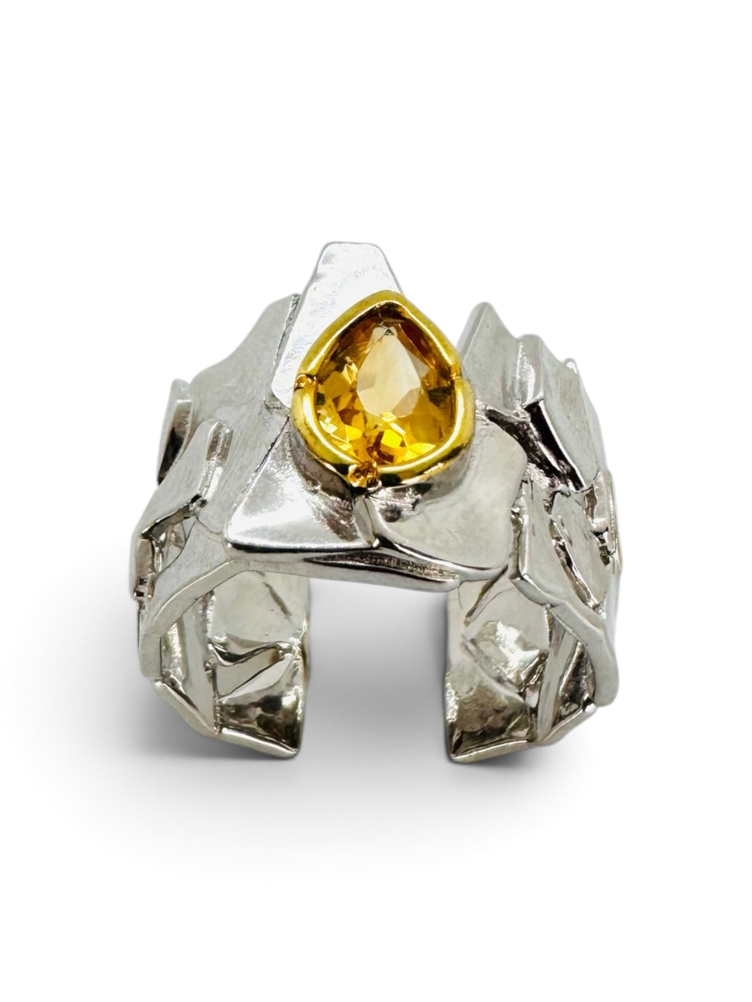 925 sterling silver castle ring with citrine