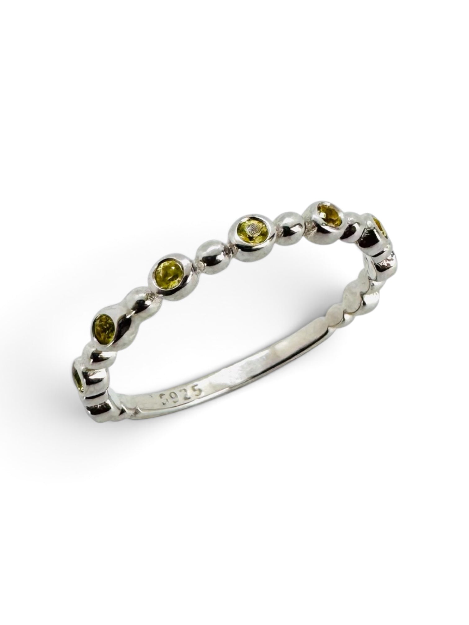 Delicate 925 sterling silver ring with citrines