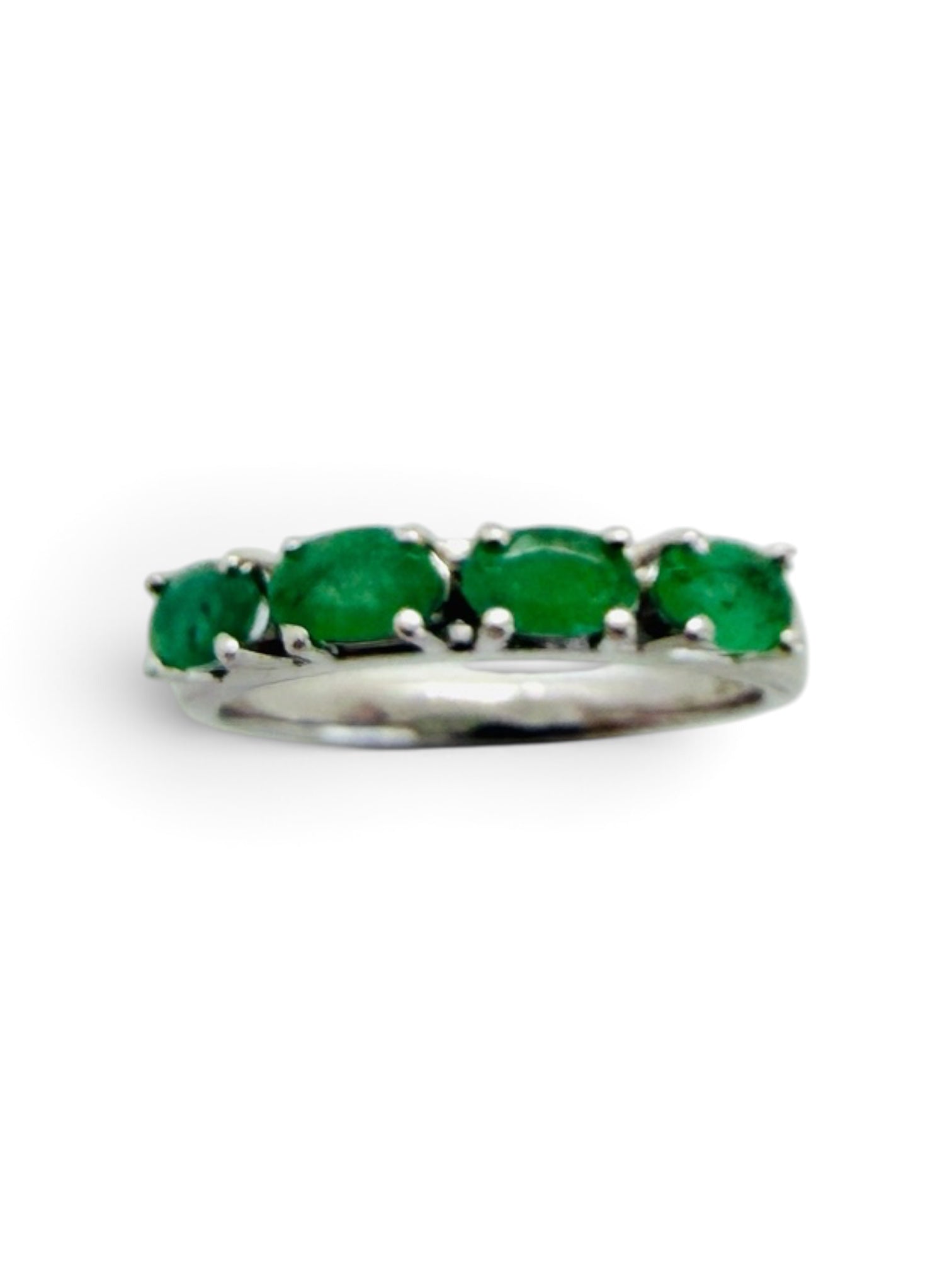 925 sterling silver ring with four oval emeralds