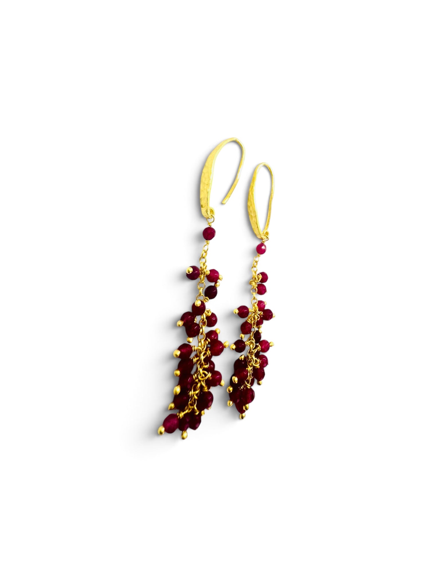 925 gold-plated silver earrings with rubies