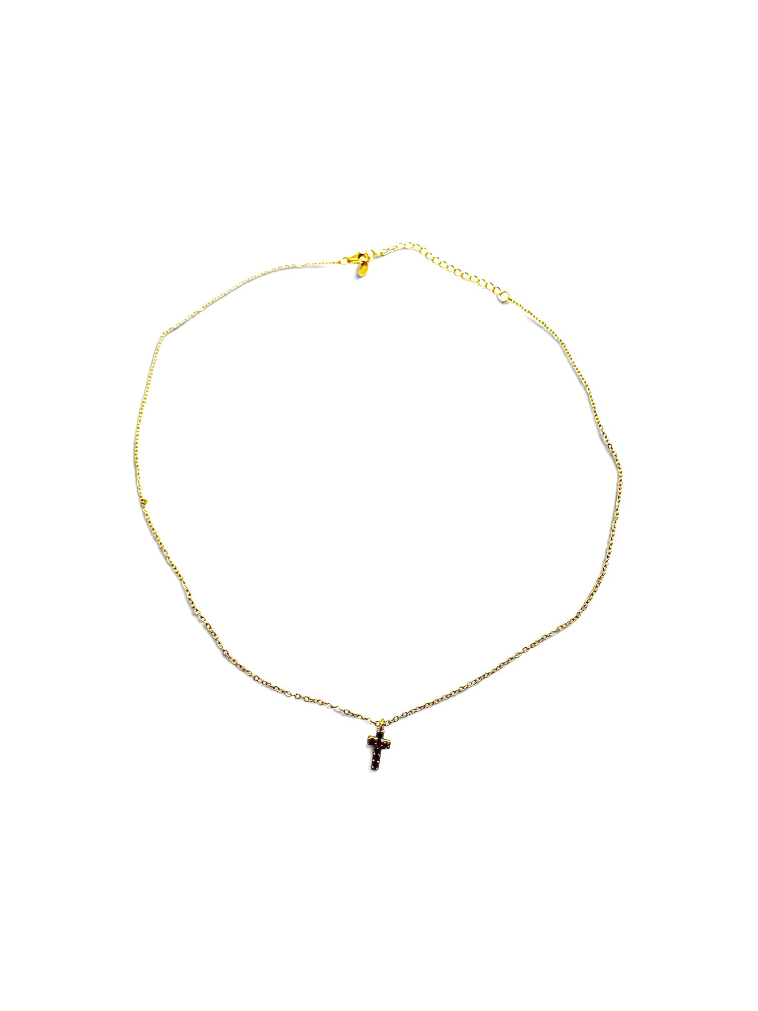 925 gold plated silver necklace with garnet cross