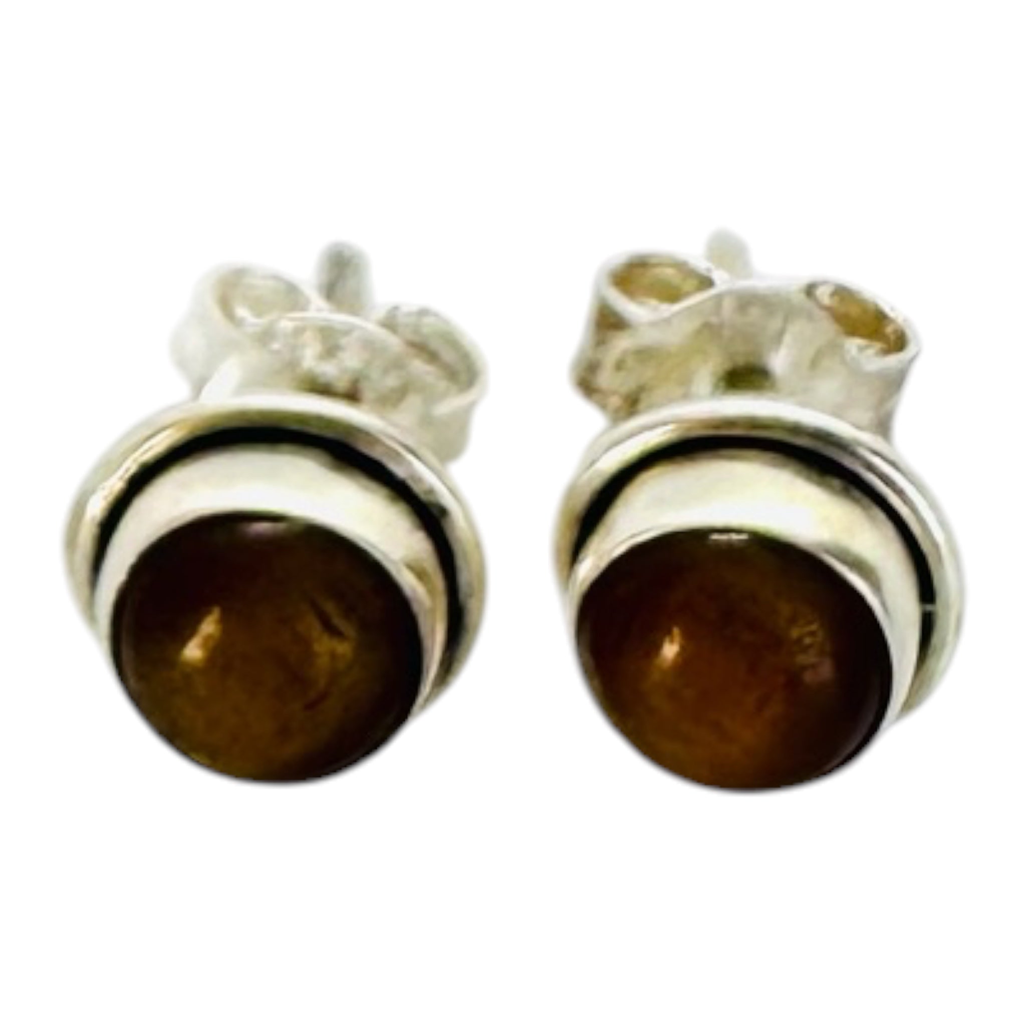 925 silver earrings with tiger's eye cabochons