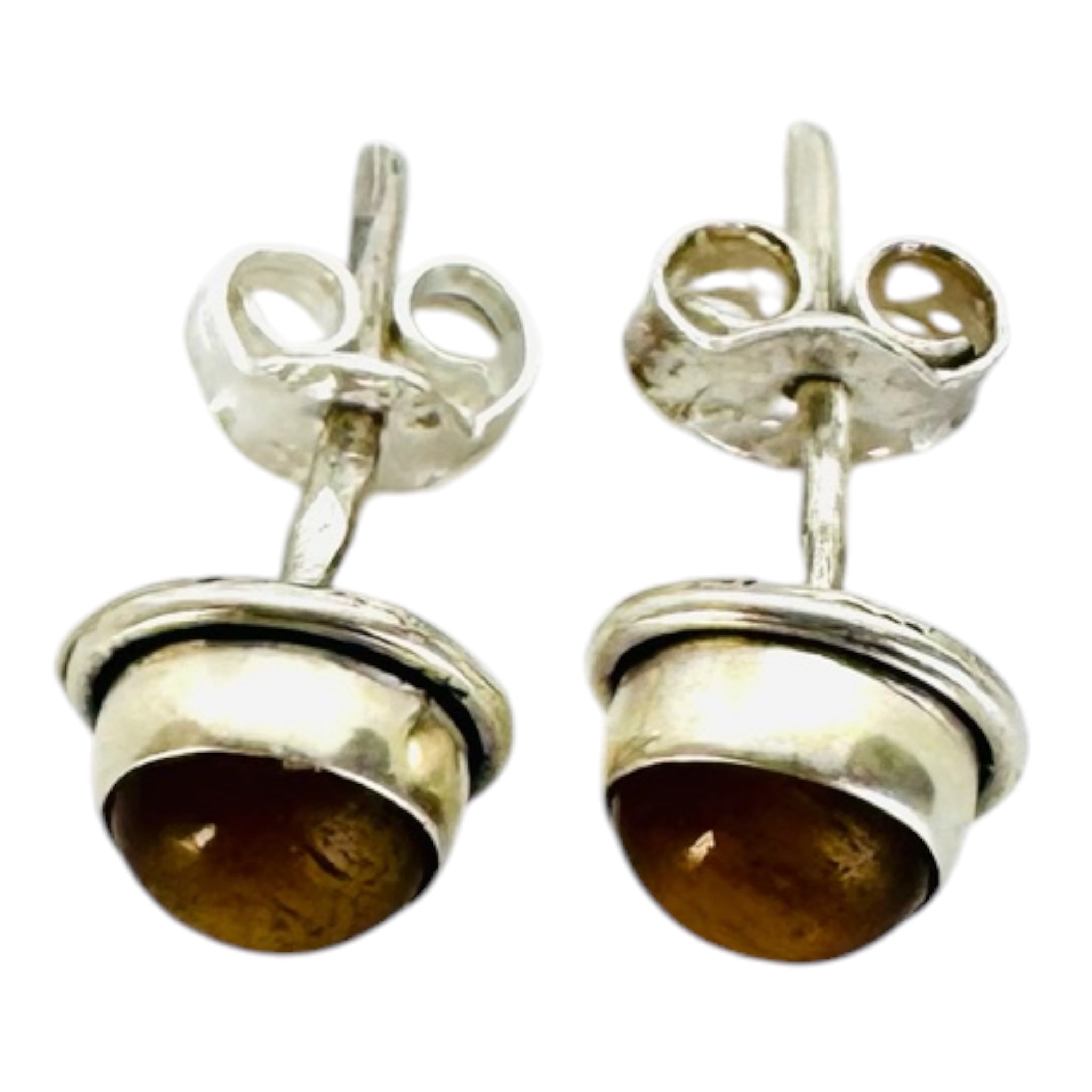 925 silver earrings with tiger's eye cabochons