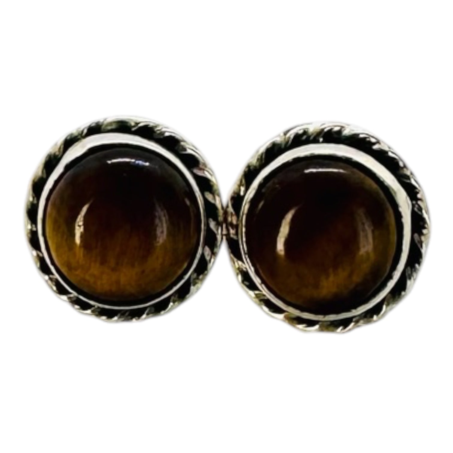 925 silver earrings with tiger's eye cabochons