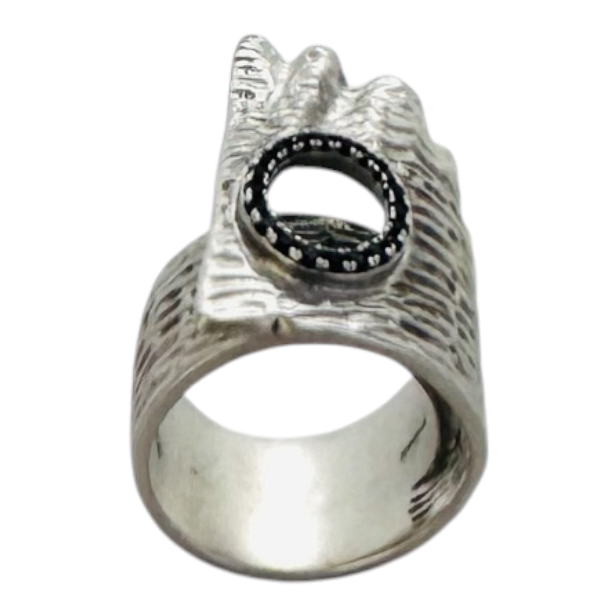 Maximalist 925 silver ring with black spinel