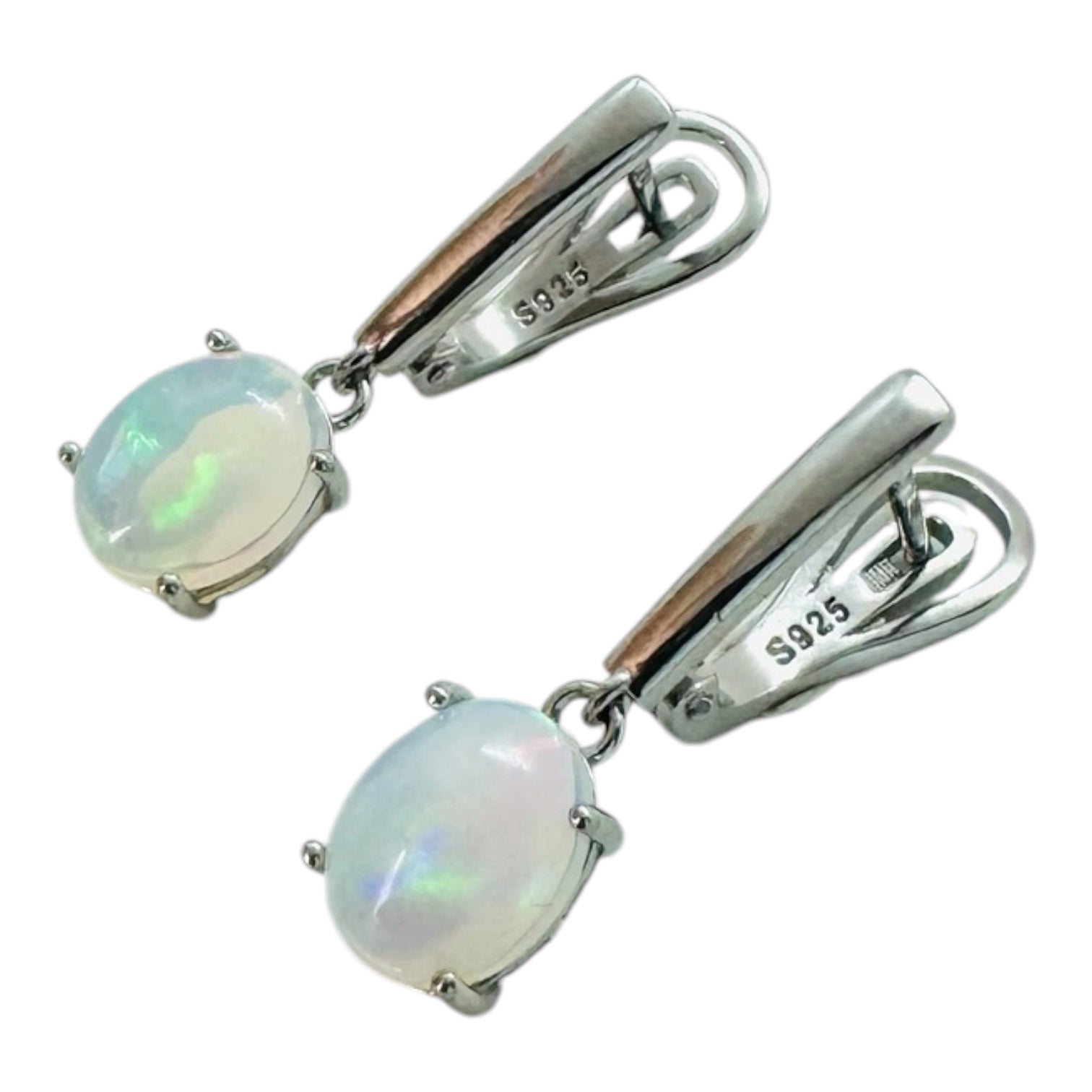 925 sterling silver earrings with oval opal.