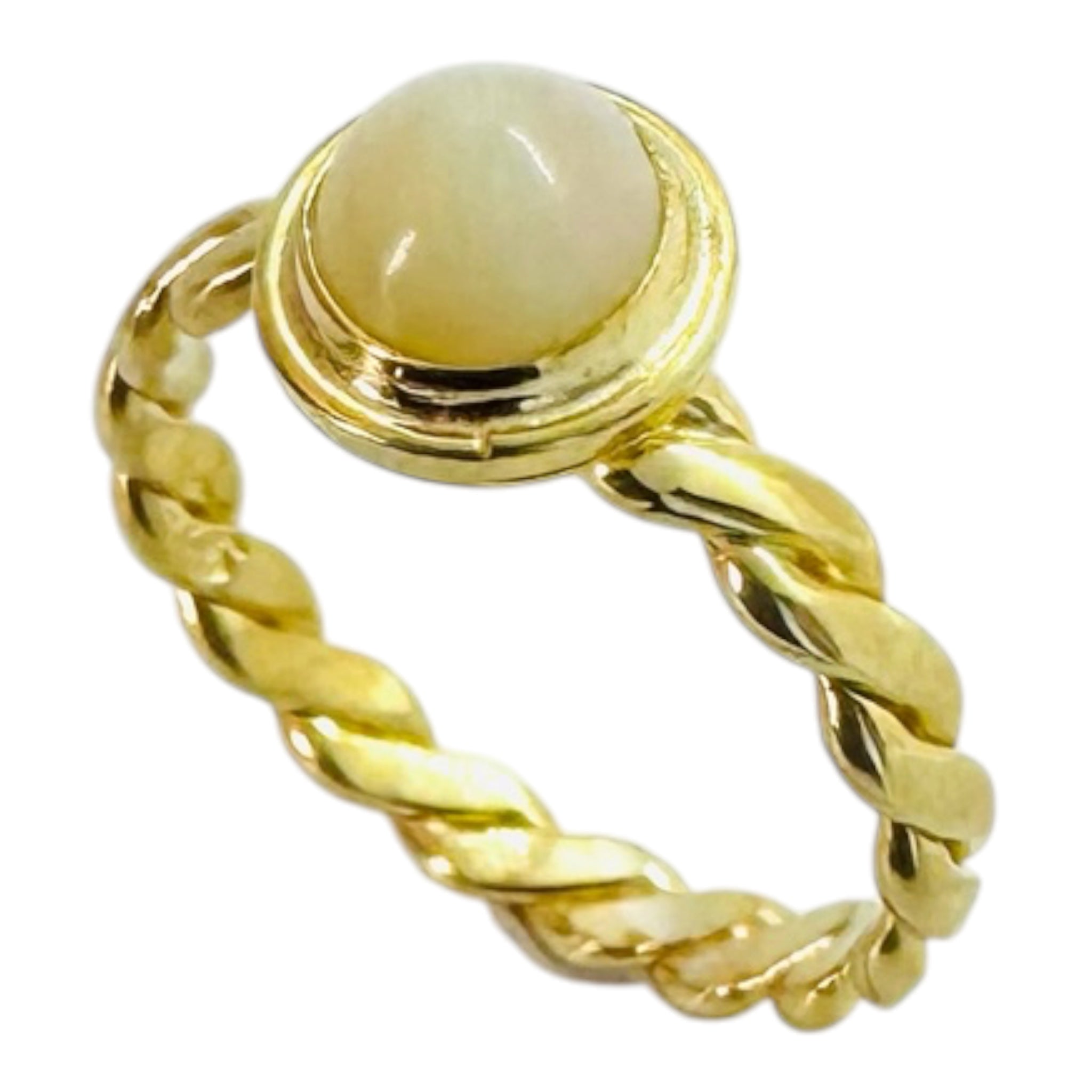 925 sterling silver gold ring with a round opal.