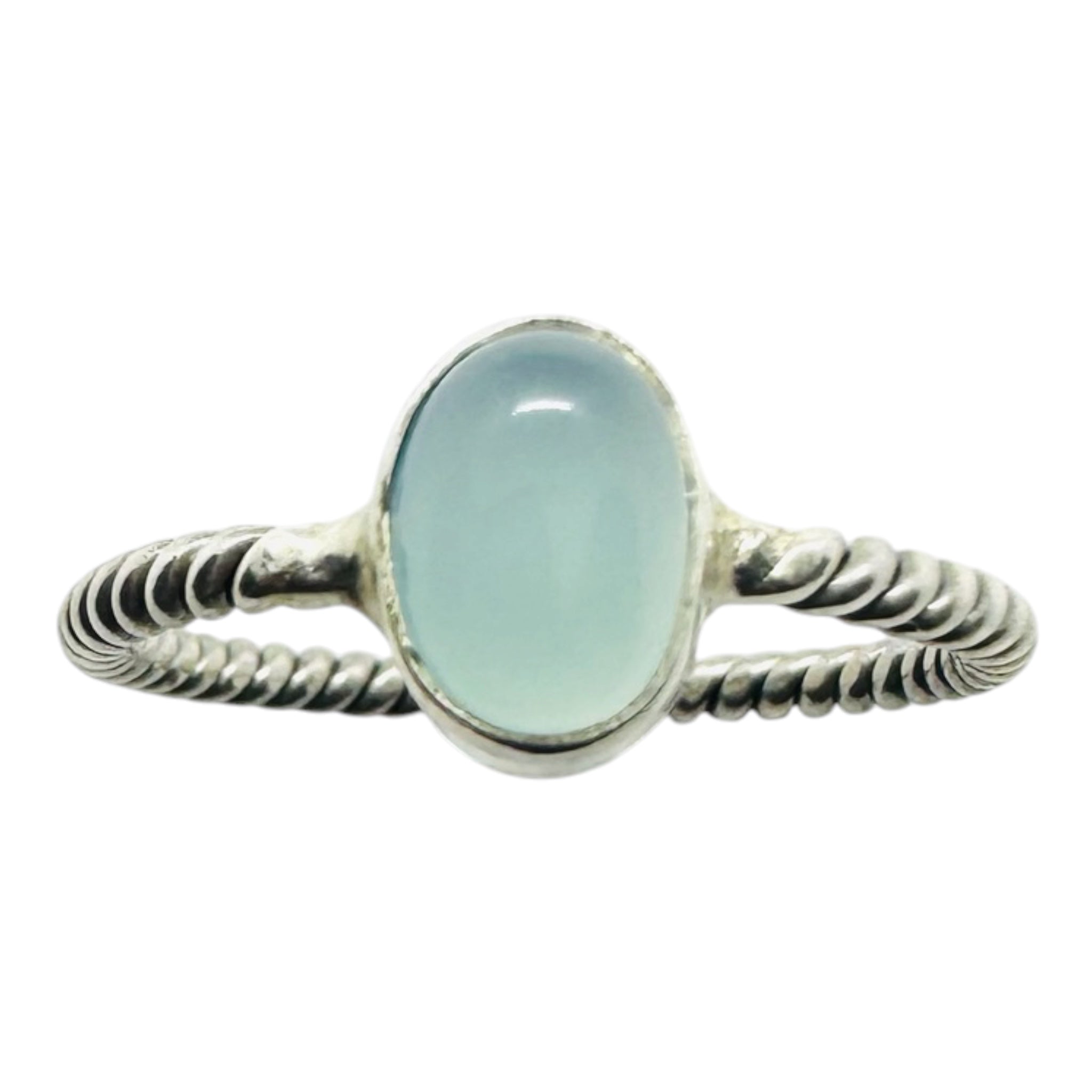 925 sterling silver ring with oval chalcedony