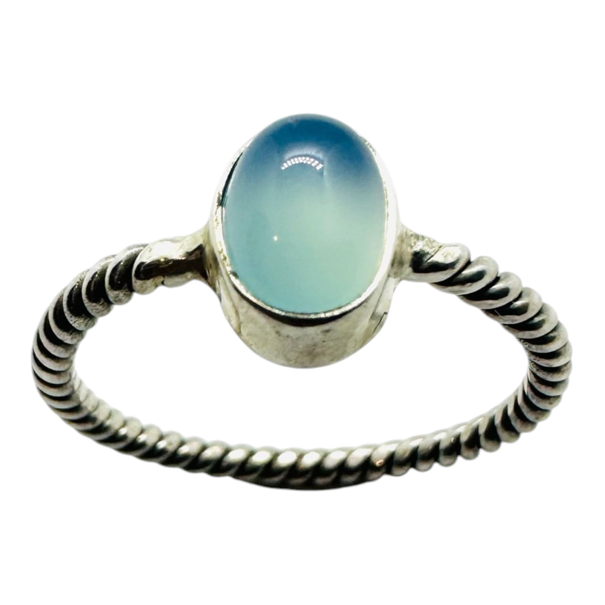 925 sterling silver ring with oval chalcedony