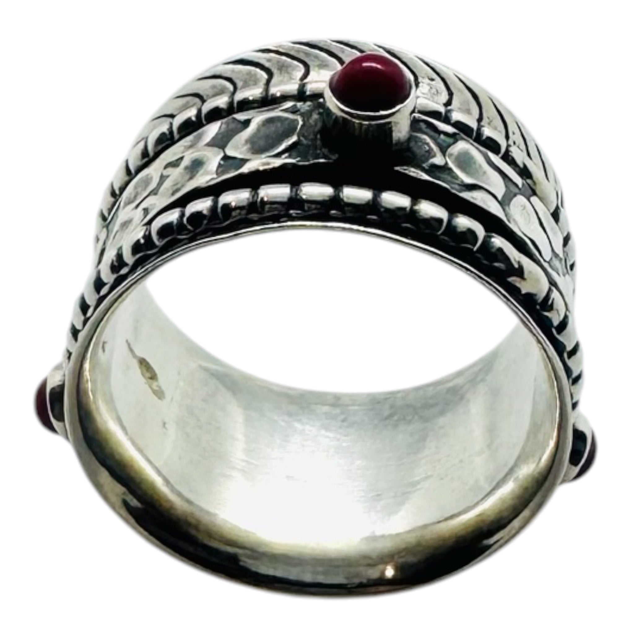 Silver ring with coral