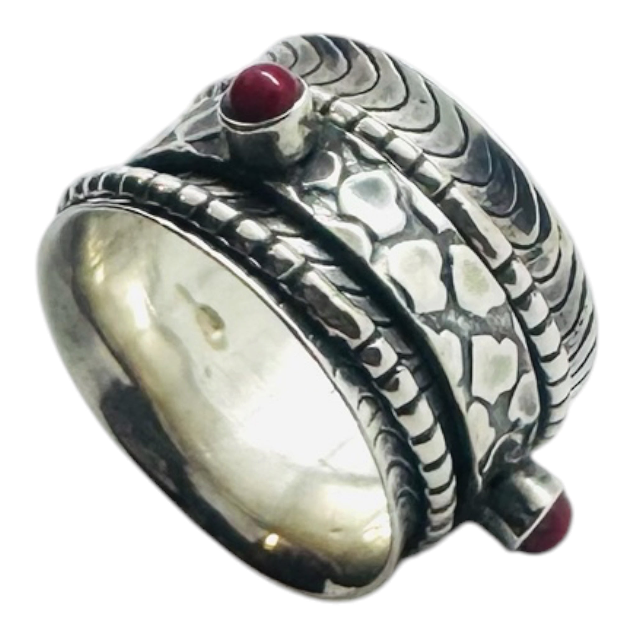 Silver ring with coral