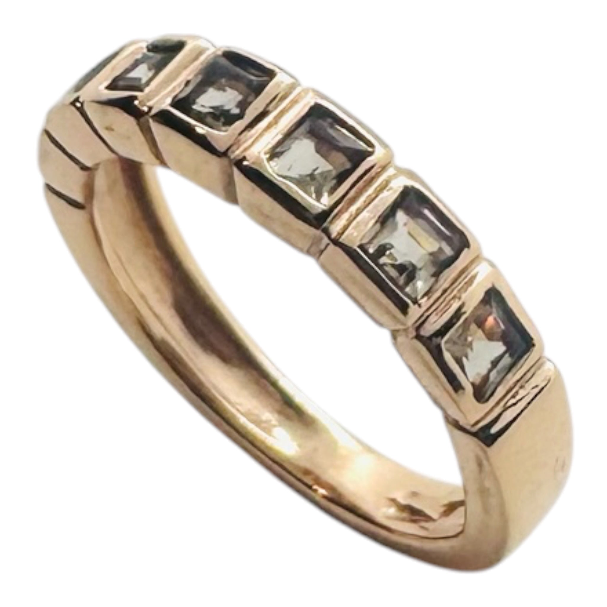 925 rose gold sterling silver ring with square smock quartz