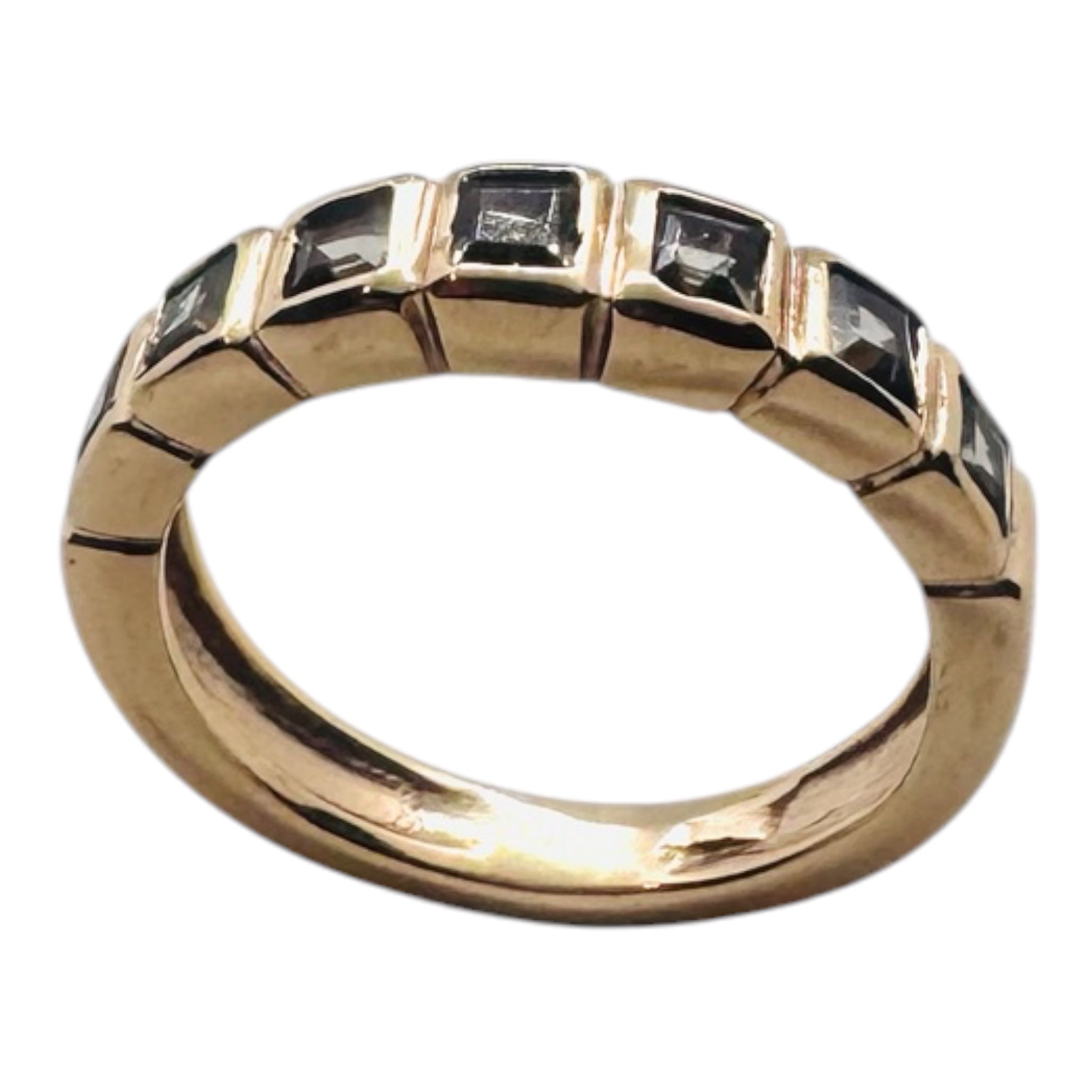 925 rose gold sterling silver ring with square smock quartz