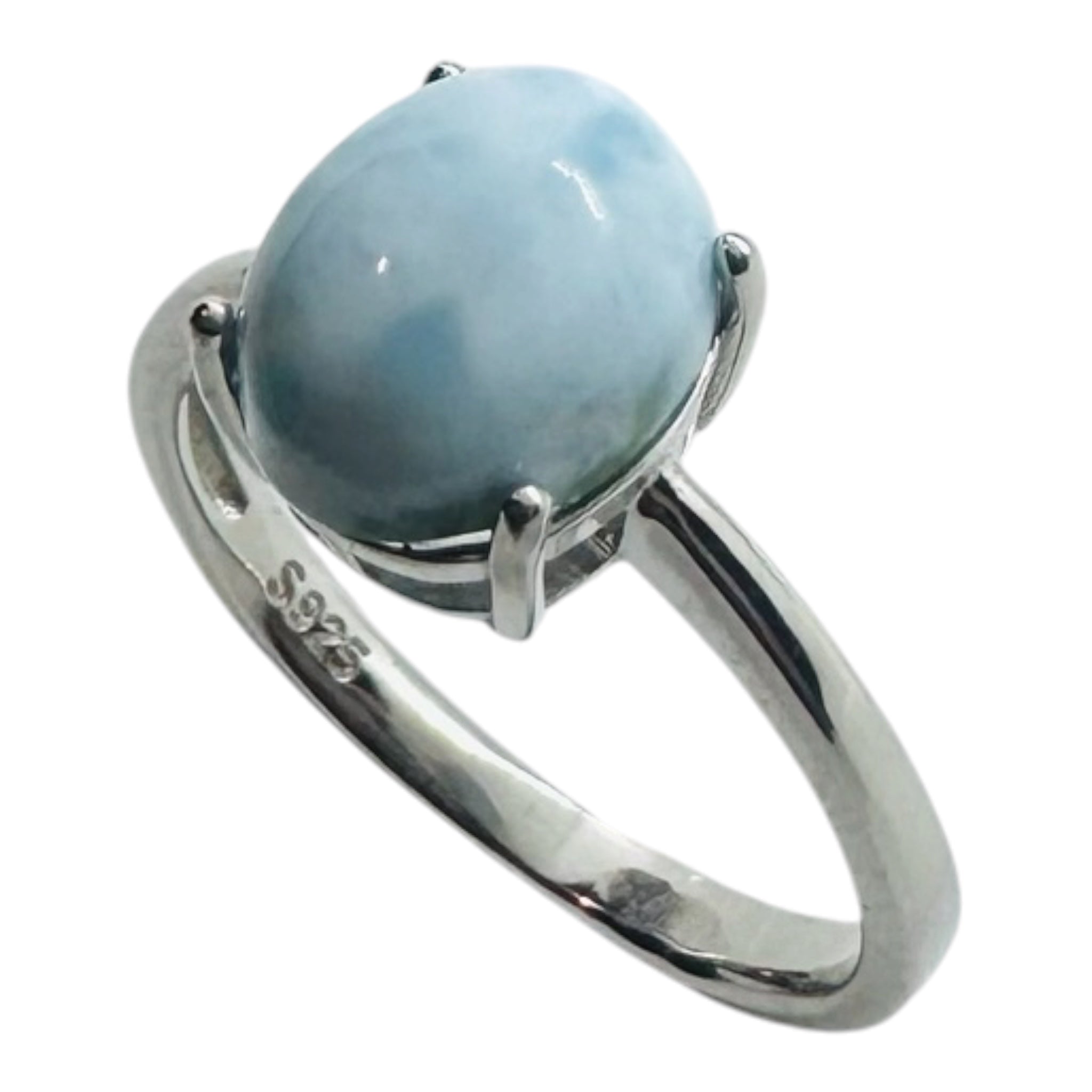 925 sterling silver ring with oval larimar stones