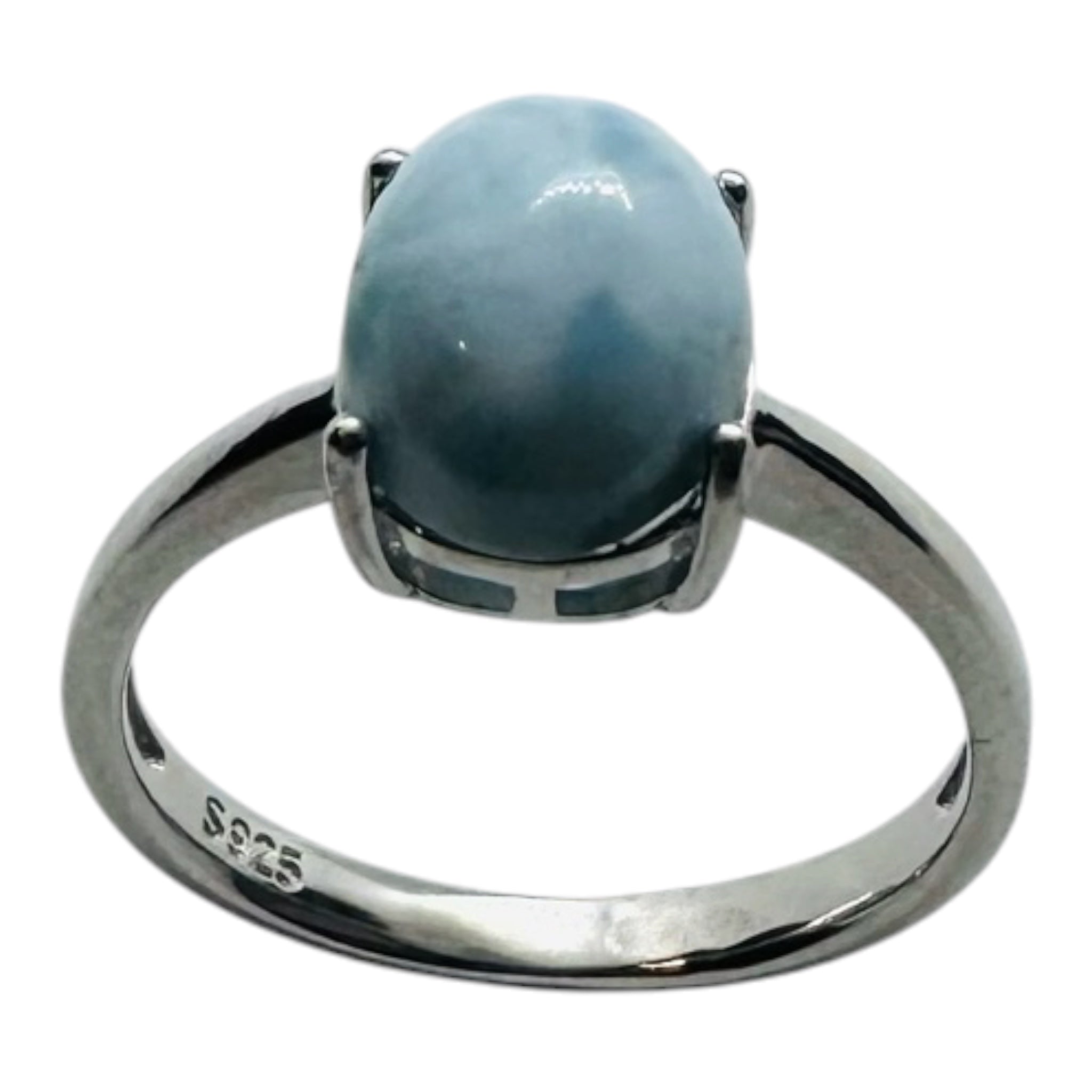 925 sterling silver ring with oval larimar stones